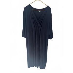 J. Jill V-Neck 3/4 Sleeve Navy Blue Knee Length Dress Women’s Size XL